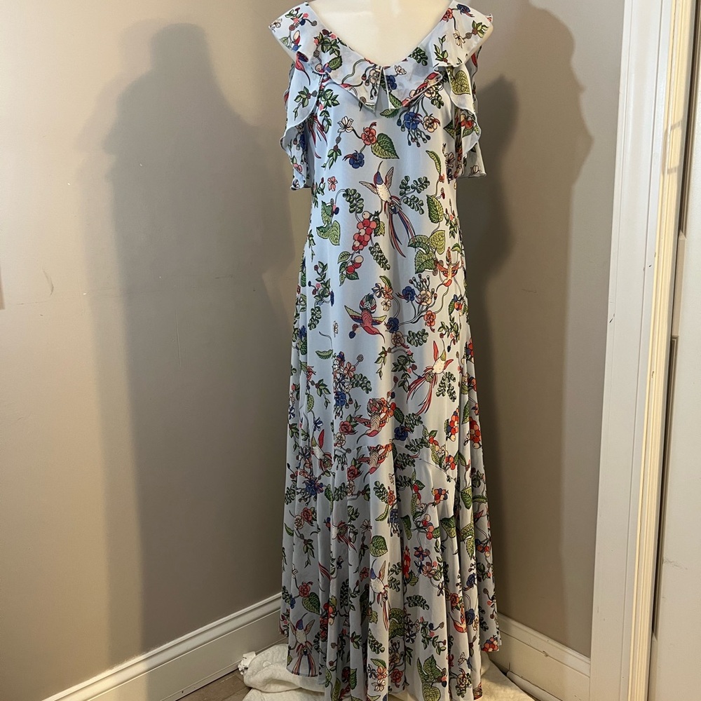 Nanette Lepore Blue Ruffled Tiered Maxi Dress